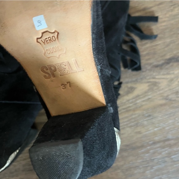 Spell Gypsy Black Witch Mimi Fringe Over the Knee Boots Size 7 US​ - Picture 6 of 10